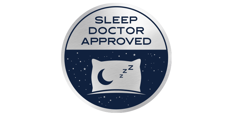 Image: Sleep Doctor Approved seal for zDen. zDen is Sleep Doctor Approved for better sleep. zDen adult sleep tent that blocks light and dampens noise for migraine recovery and neurological rest