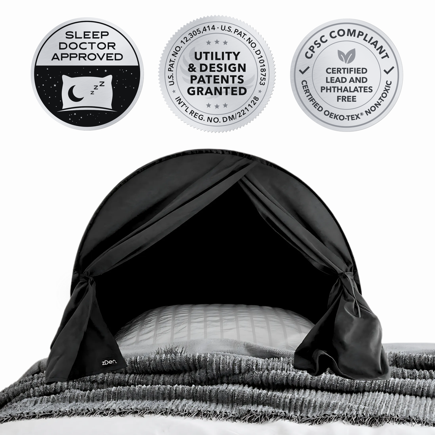 zDen blackout sleep den bed tent blocking 99% of light on a bed for deep rest