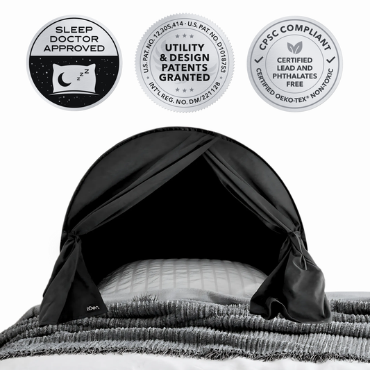 zDen blackout sleep den bed tent blocking 99% of light on a bed for deep rest