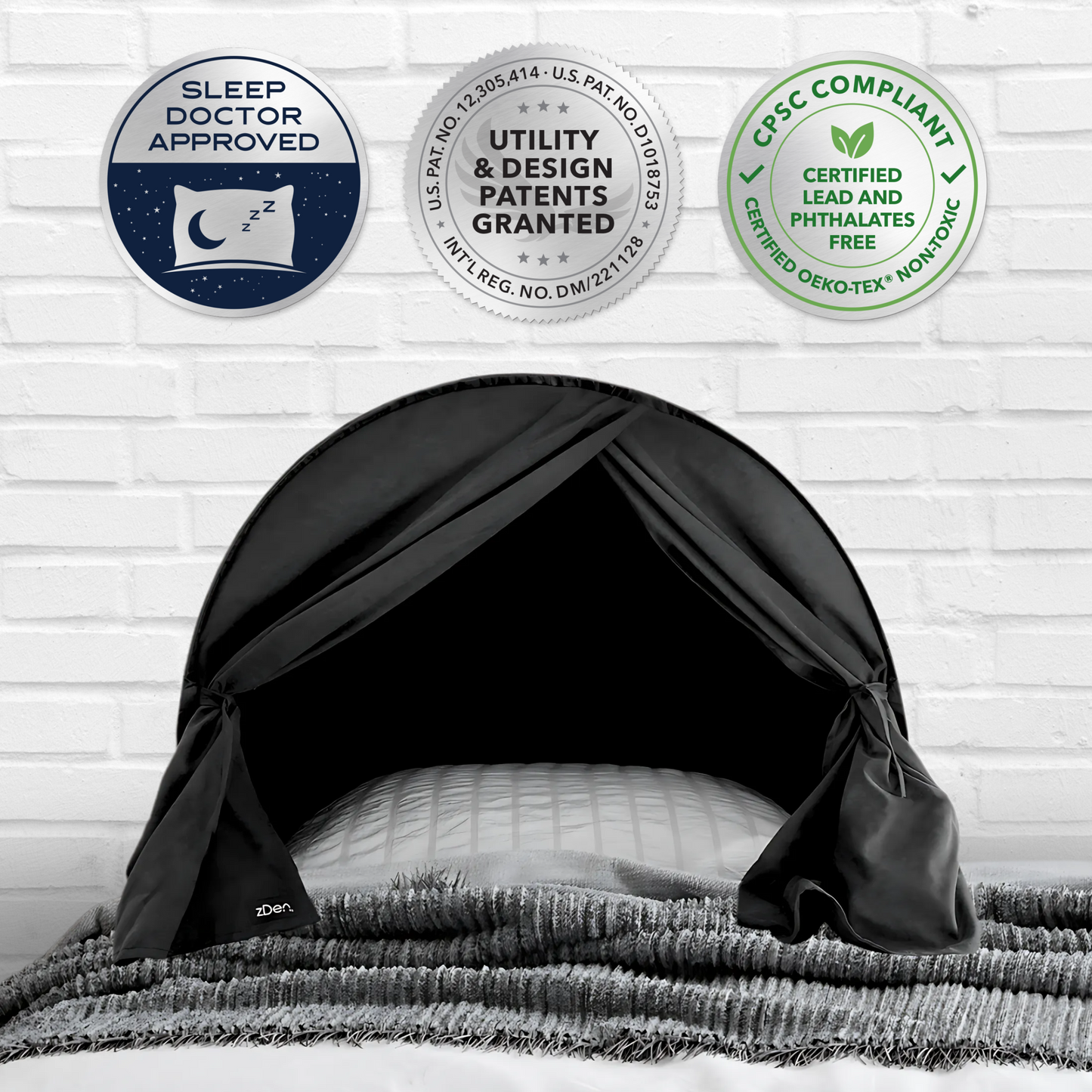zDen blackout sleep den blocking 99% of light on a twin bed for deep rest
