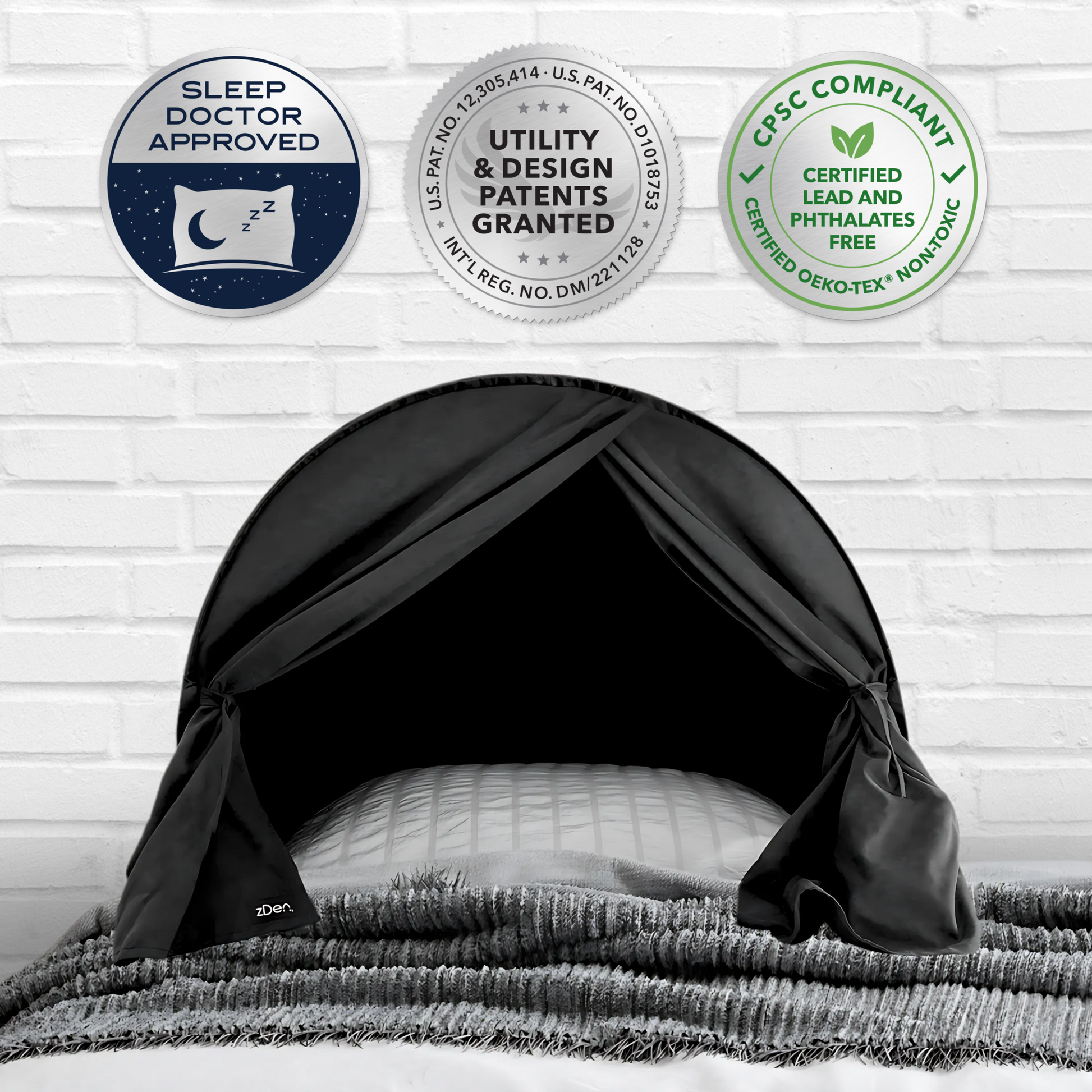 zDen blackout sleep den blocking 99% of light on a twin bed for deep rest